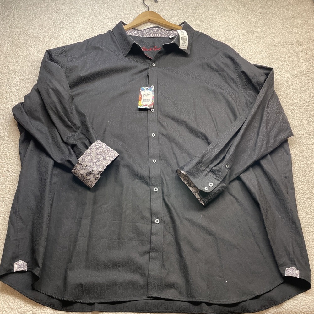 Robert Graham Button Down Mens 5XL Black Windsor Classic Paisley Jacquard NWT - Picture 2 of 10